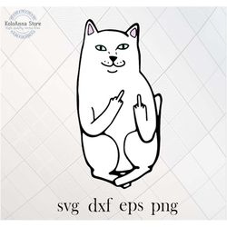 funny cat svg, cat svg, middle finger svg, flip the bird svg, fuck off svg, fuck you, vector, cut file, silhouette, svg