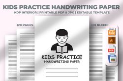 kids practice handwriting paper kdp interior