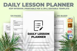 daily lesson planner kdp interior