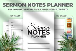 sermon notes planner kdp interior