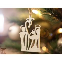 christmas nativity ornament  cricut, laser or die cut files png  svg  perfect for diy decorations, stickers, tags, invit