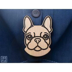 french bulldog brooch pin svg png  glowforge cricut laser template  wood leather acrylic  commercial use file  cute easy