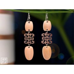 lattice dangle earrings svg png  glowforge cricut template  wood leather laser cutter  commercial use file  diy minimal