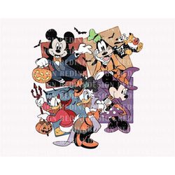 retro halloween png, halloween mouse and friend png, spooky season png, trick or treat png, halloween masquerade, sublim