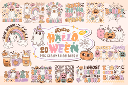 retro halloween png sublimation bundle