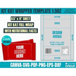 kit kat wrapper template 1.5oz/45g, candy wrapper, kit kat candy bar wrappers, blank kit kat wrap, chocolate bar wrap, d