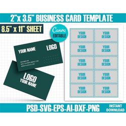 business card template, 3.5x2 business card template, business card svg, blank business card template, diy business card