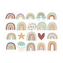 Boho Rainbow SVG, Rainbows Terracotta SVG Files for Silhouette and Cricut. Rainbow, Cute Rainbows Svg, Rainbow Clipart,