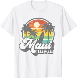 vintage maui hawaii hawaiian beach surfing 70's surf gift t-shirt