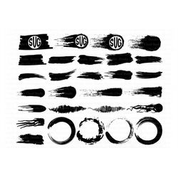 brush strokes svg, paint brushes svg files for silhouette and cricut. circle brush svg, paint splatter monogram, brush s