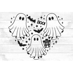 Ghost SVG PNG, Ghost Heart Halloween Svg, Cute Ghost Clipart, Ghost Shirt Png, Halloween Shirt, Creepy Ghost in Heart, S