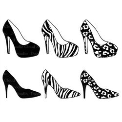 women's high heel shoes svg files for silhouette cameo and cricut. l leopard shoes   zebra shoes svg.  shoes clipart png