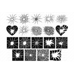 broken glass svg, cracked glass svg files for silhouette cameo and cricut. broken glass clipart, decal, shattered screen