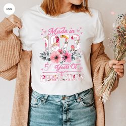 50th birthday t-shirt, 1973 tshirt, 50th birthday gift for her, floral birthday shirt, aunt birthday gift, mothers day