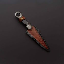 custom handmade push dagger full tang knife with leather handel