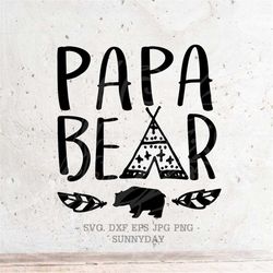 papa bear svg file dxf silhouette print vinyl cricut cutting svg t shirt design, daddy shirt,farther's day svg,bear fami