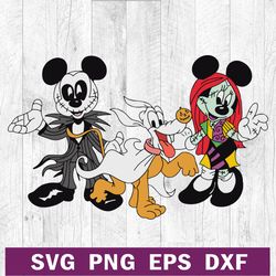 jack skellington mickey mouse svg png dxf file, jack and sally svg, mickey and minnie svg