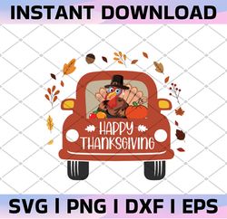 happy thanksgiving svg cut file, fall vintage truck svg, thanksgiving svg, fall svg designs, autumn svg, cut file cricut