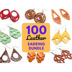 100 faux leaher earring svg bundle part 1, amazing set of leather earring svg files for cricut digital download