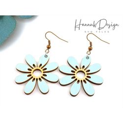 cute chamomile flower earring svg laser cut file for glowforge, summer floral wood earring template svg digital download