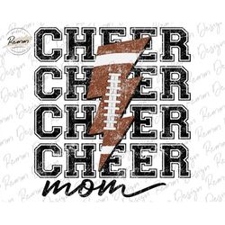 cheer mom png, football cheer mom lightning bolt png, distressed cheer png, sublimation download, printable, stacked che