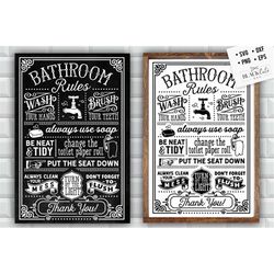 bathroom rules svg, bathroom svg, bath svg, rules svg, farmhouse svg, rustic sign svg, country svg, vinyl designs