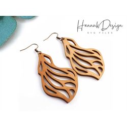 elegant wavy abstract pattern wood earring svg laser cut file digital download