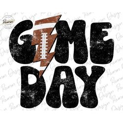 retro game day football lightning bolt png, distressed football png, sublimation download, printable, football shirt des