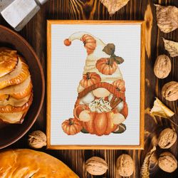 pumpkin female, cross stitch pattern, autumn cross stitch, pumpkin cross stitch, counted cross stitch