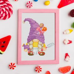 Female Candy Maker, Cross Stitch Pattern, Candy Cross Stitch, Candy Maker Cross Stitch, Counted Cross Stitch