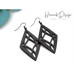 Rhombus Shape with Gothic Pattern Wood Earring Svg Laser Cut File Digital Download