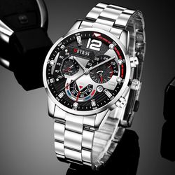 fashion mens watches luxury stainless steel quartz wristwatch