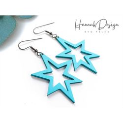 elongated star shape wood earring svg laser cut file for glowforge digutal instant download