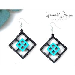 square earring svg laser cut file for glowforge, acrylic geometric earrings svg, wood earring svg, template svg, instant