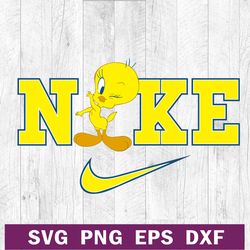 tweety bird looney tunes nike logo svg png dxf file, tweety bird svg, baby tweety svg