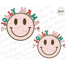 Retro Christmas Png, Jolly Mama Mini Smiley Face, Sublimation Design Downloads, Matching Mama Mini, Christmas Shirt Desi