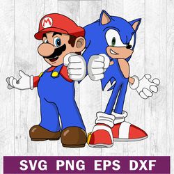 super mario sonic svg png dxf file, super mario svg, sonic the hedgehog svg