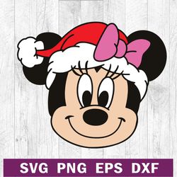 minnie mouse disney santa hat svg png file, minnie mouse svg, minnie mouse christmas svg