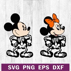 mickey and minnie skeleton halloween svg png file, disney halloween svg, mickey and minnie svg