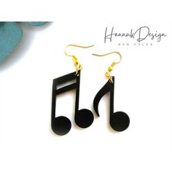 music note earring svg laser cut svg file for glowforge, wood earring svg, leather, template, cricut instant download