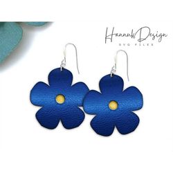 cute layered flower leather earring svg file for cricut, chamomile faux leather earring svg file instant download