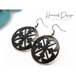 medieval pattern with cross in a circle faux leather earring svg template for cricut,  laser cut file  for glowforge dig
