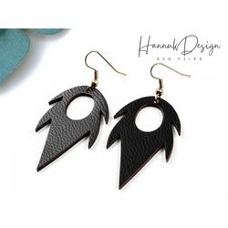 sharp edge hoop leather earring shape svg for cricut, wooden earring svg laser cut file for glowforge instant download