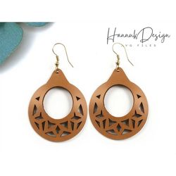 large hoop, circle shape with sharp pattern leather earring svg laser cut file for glowforge and cricut digital file