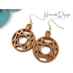 circle shape geometry hole leather earring svg template for cricut, faux leather earrings svg instant download
