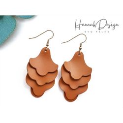 scales fish layers leather earring svg template for cricut, faux leather earrings svg instant download