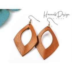 rhombus oval hole minimalistic leather earring svg template for cricut, faux leather earrings svg instant download