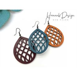 drop shape with grid pattern leather earring svg template for cricut, faux leather earrings svg instant download