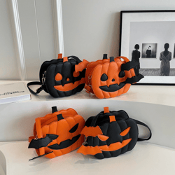 funny pumpkin bag fashion color contrast personality creative