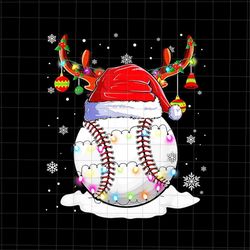 baseball reindeer christmas png, baseball  xmas png, baseball christmas png, baseball santa hat light png